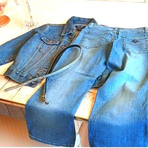 Vintage denim jacket & pants/belt set. Brand- Angel's.. New,see description